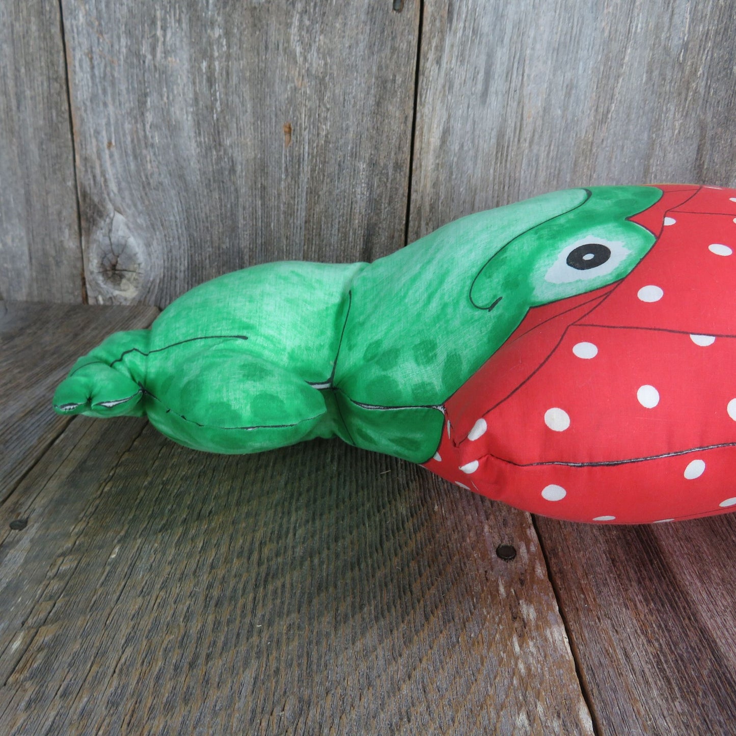 Vintage Frog Red Polka Dot Umbrella Plush Fabric Body Cut and Sew Stuffed Animal Spring Mills Handmade
