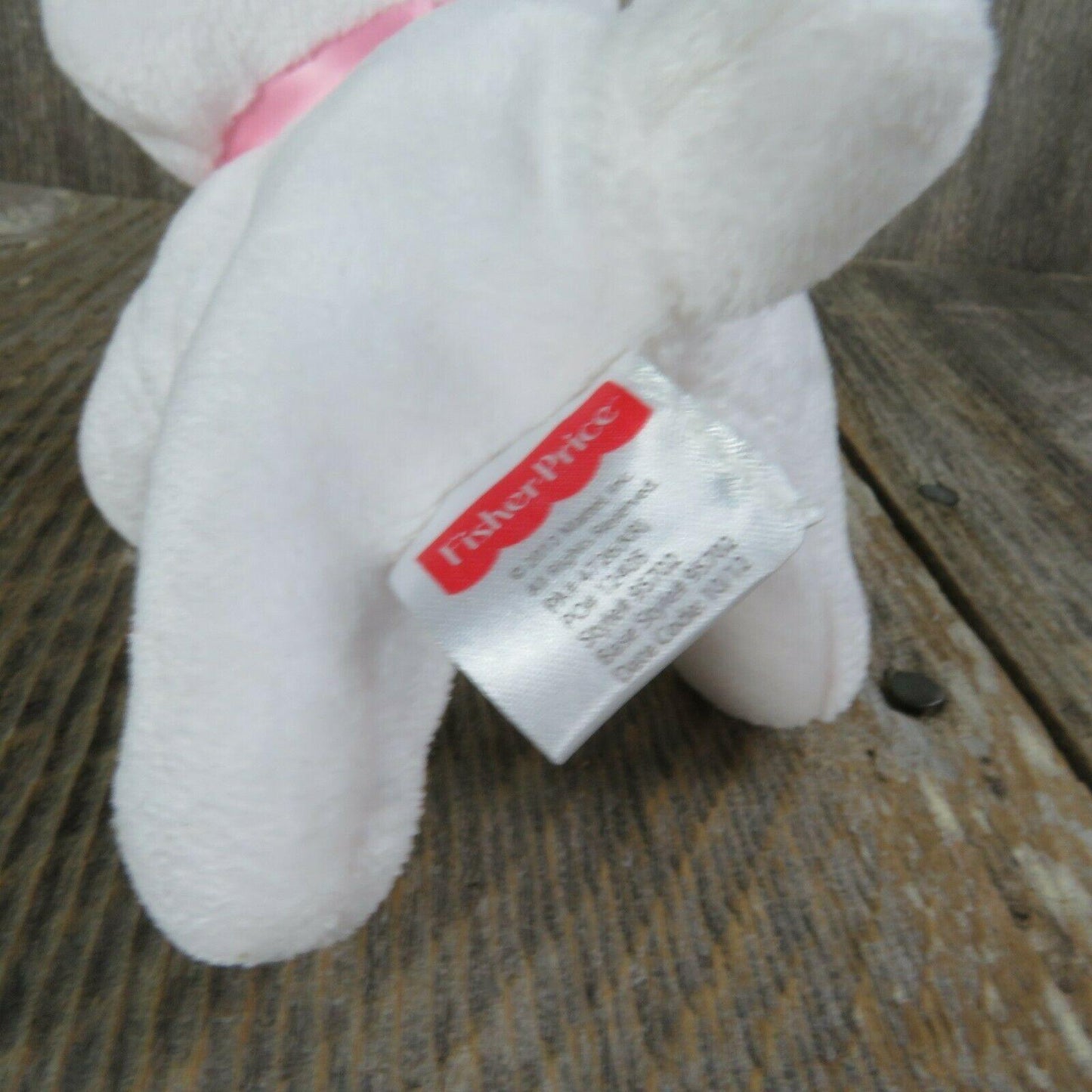 White Bunny Plush Rabbit Fisher Price Sewn Eyes Pink Nose Ears Mattel 2013