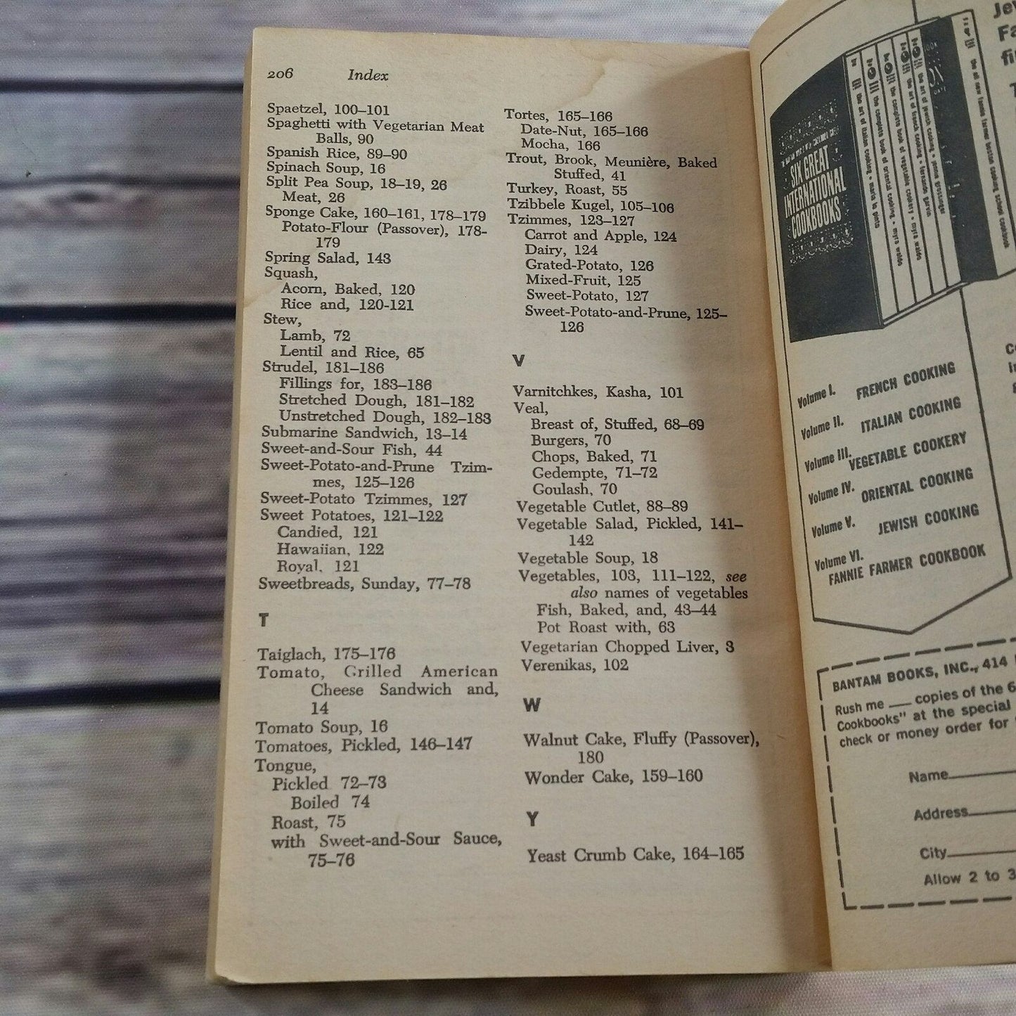 Vintage Cookbook The Art of Jewish Cooking Recipes 1965 Jennie Grossinger Paperback Bantam Book Jewish Food - At Grandma's Table