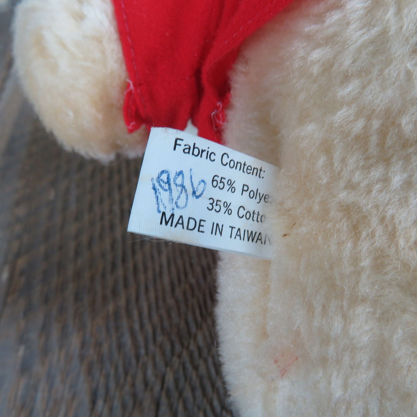 Vintage Christmas Bear Plush Red Shirt Happy Holidays Tan White Smith & Margol Stuffed Animal