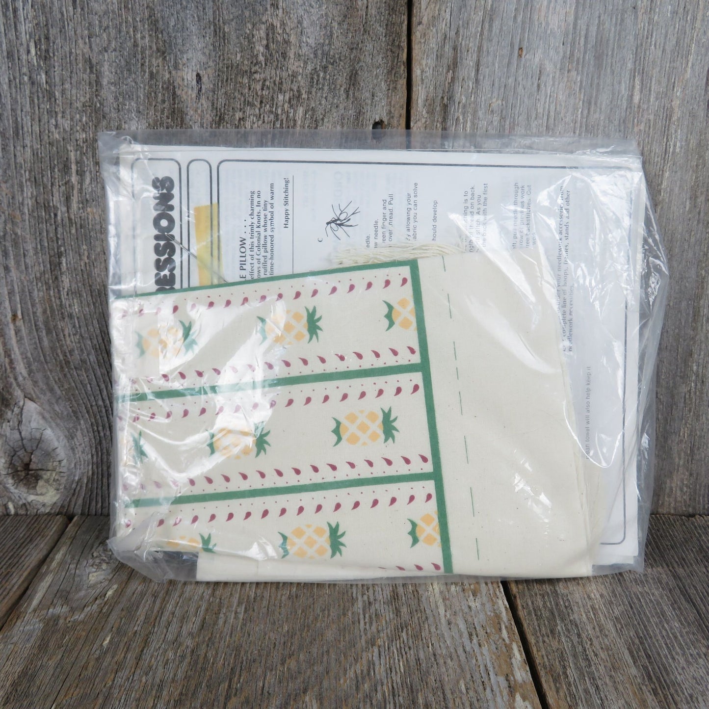 Candlewicking Pineapple Pillow Kit Embroidery Creative Expressions 1984