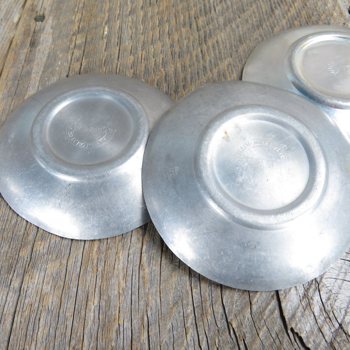 Vintage Tin Tea Cup And Saucer Set Silver Toy Tea Set Creative Play Things Made in Italy - At Grandma's Table