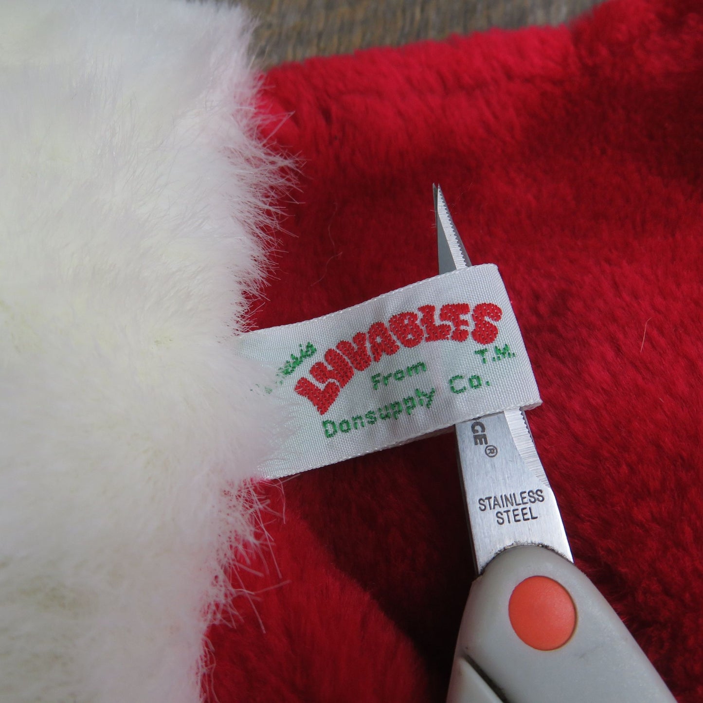 Vintage Teddy Bear Plush Stocking Red Nose Brown Santa Hat Luvables