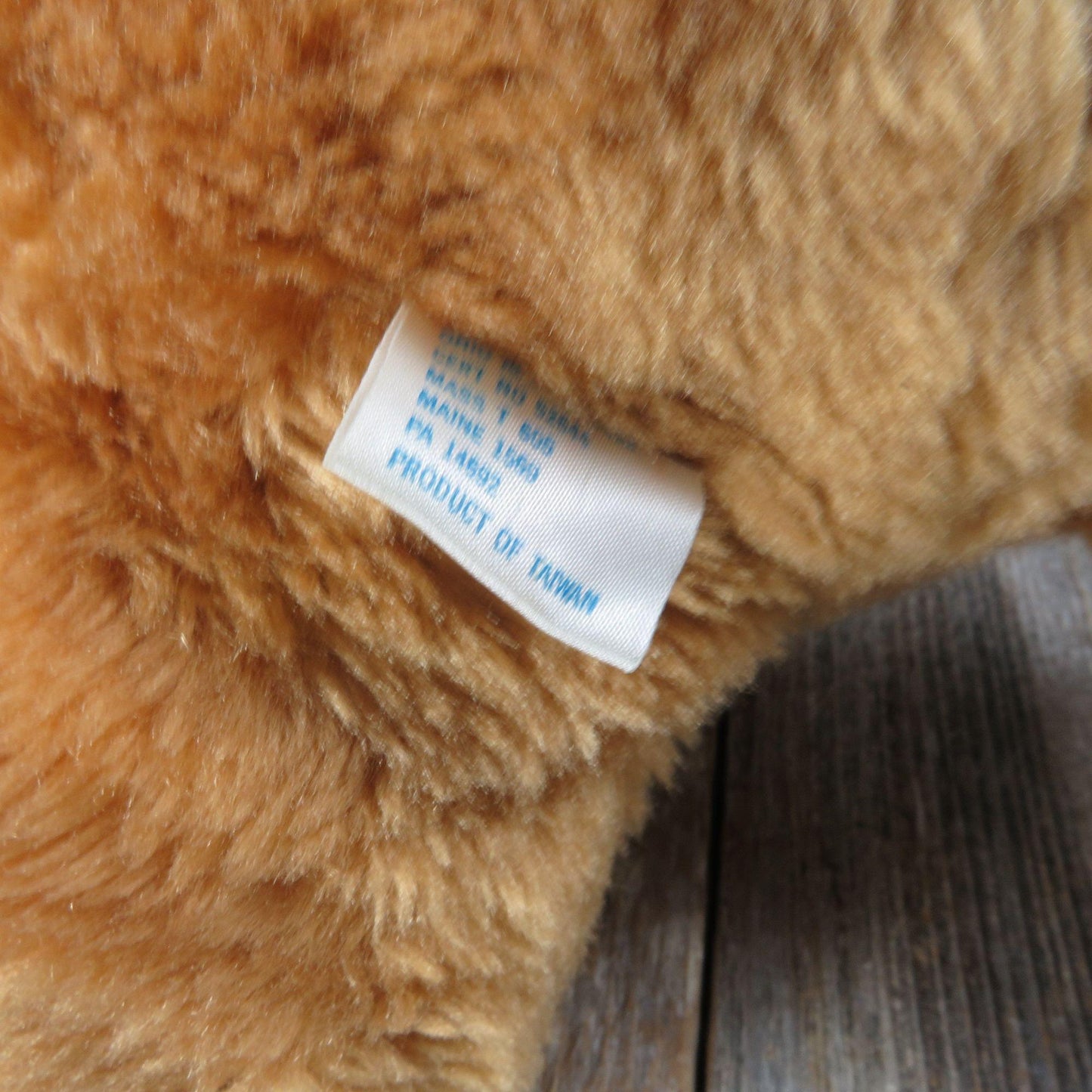 Vintage Teddy Bear with Red Green Beret Plush Large Plastic Eyes Christmas Noble Arts Stuffed Animal