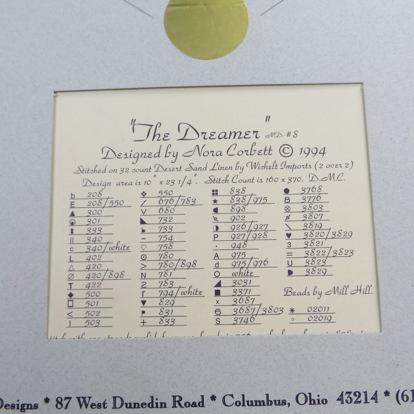 Cross Stitch Pattern The Dreamer Mirabilia Counted MD-8 Nora Corbett 1994