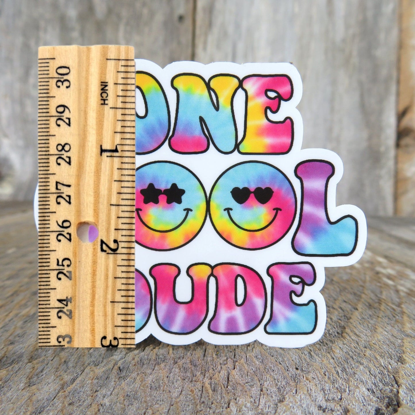 One Cool Dude Sticker Happy Full Color Positive Saying Tie Dye Water Bottle