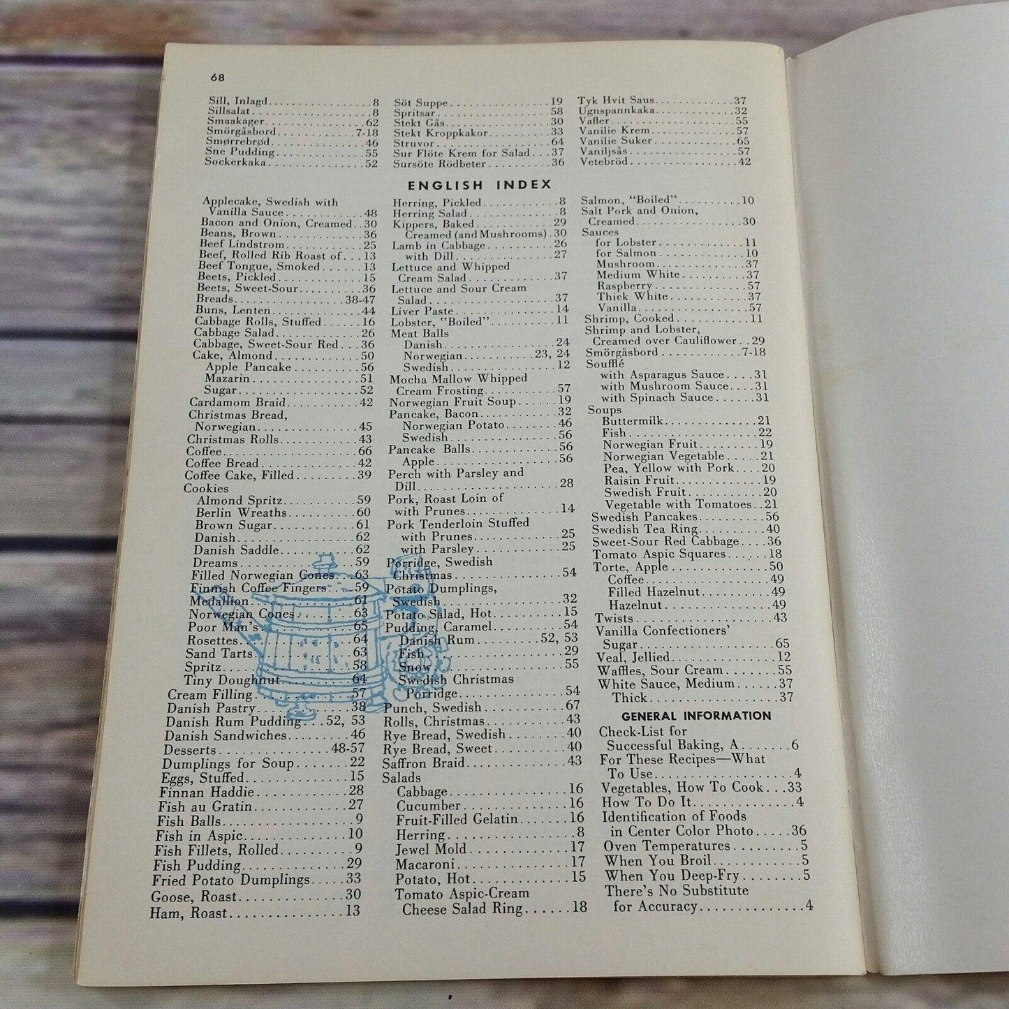 Vtg Scandinavian Cookbook Culinary Arts No 113 Norwegian Swedish and Danish Recipes 1956 Paperback Booklet