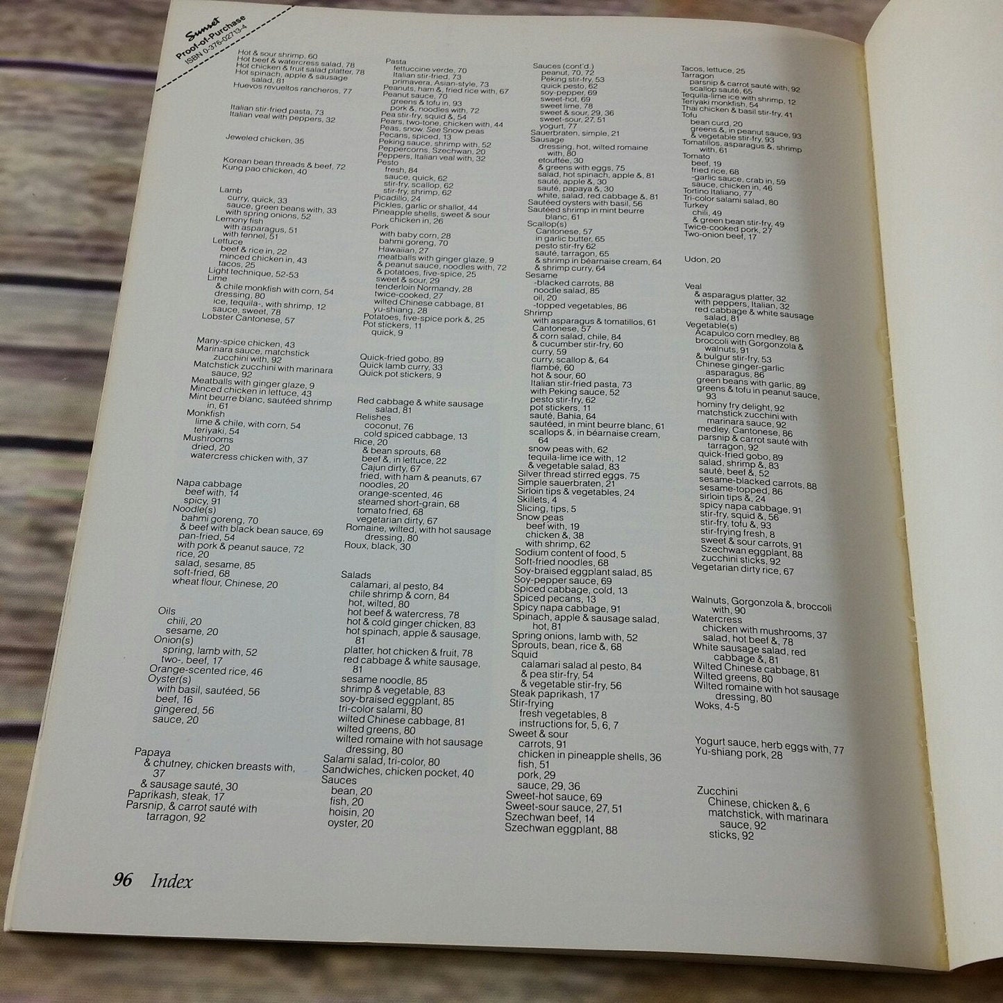 Vintage Cookbook Sunset Stir Fry Recipes 1990 Paperback Appetizers Meats Poultry Fish Noodles Pasta Salads Vegetables Desserts