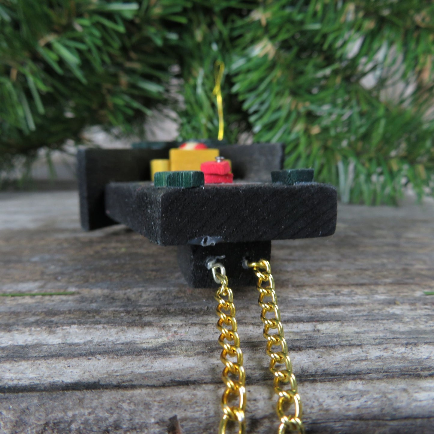 Vintage Wood Coo Coo Clock Ornament Black Wooden Clock with Bird and Chain Christmas Ornament