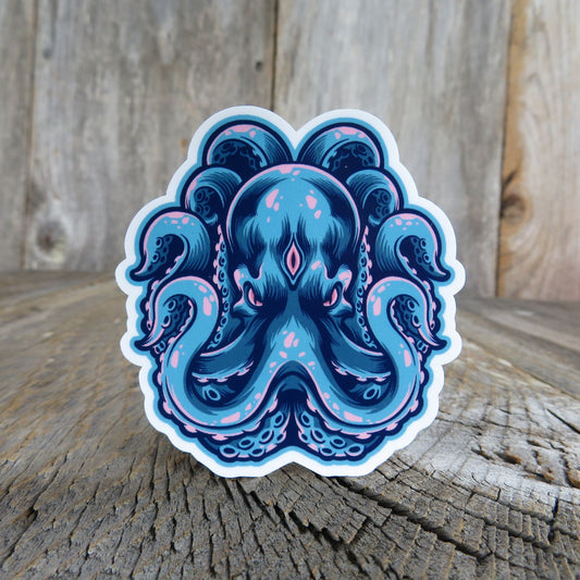 Kraken Octopus Sticker Fierce Blue and Pink Waterproof Color Ocean Lover Water Bottle Sticker