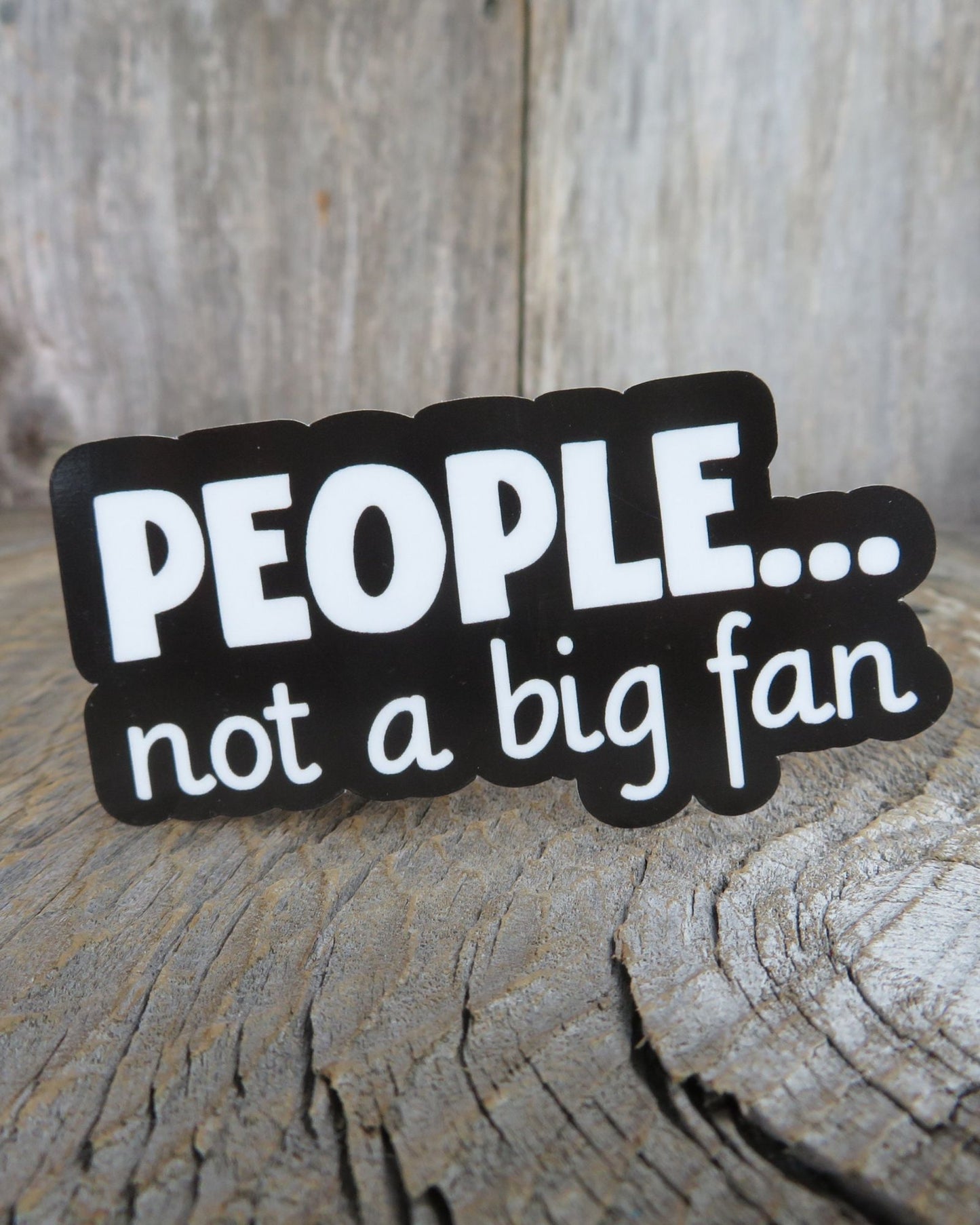 People Not A Big Fan Sticker Black White Waterproof Antisocial Funny Sarcastic Sayings Water Bottle