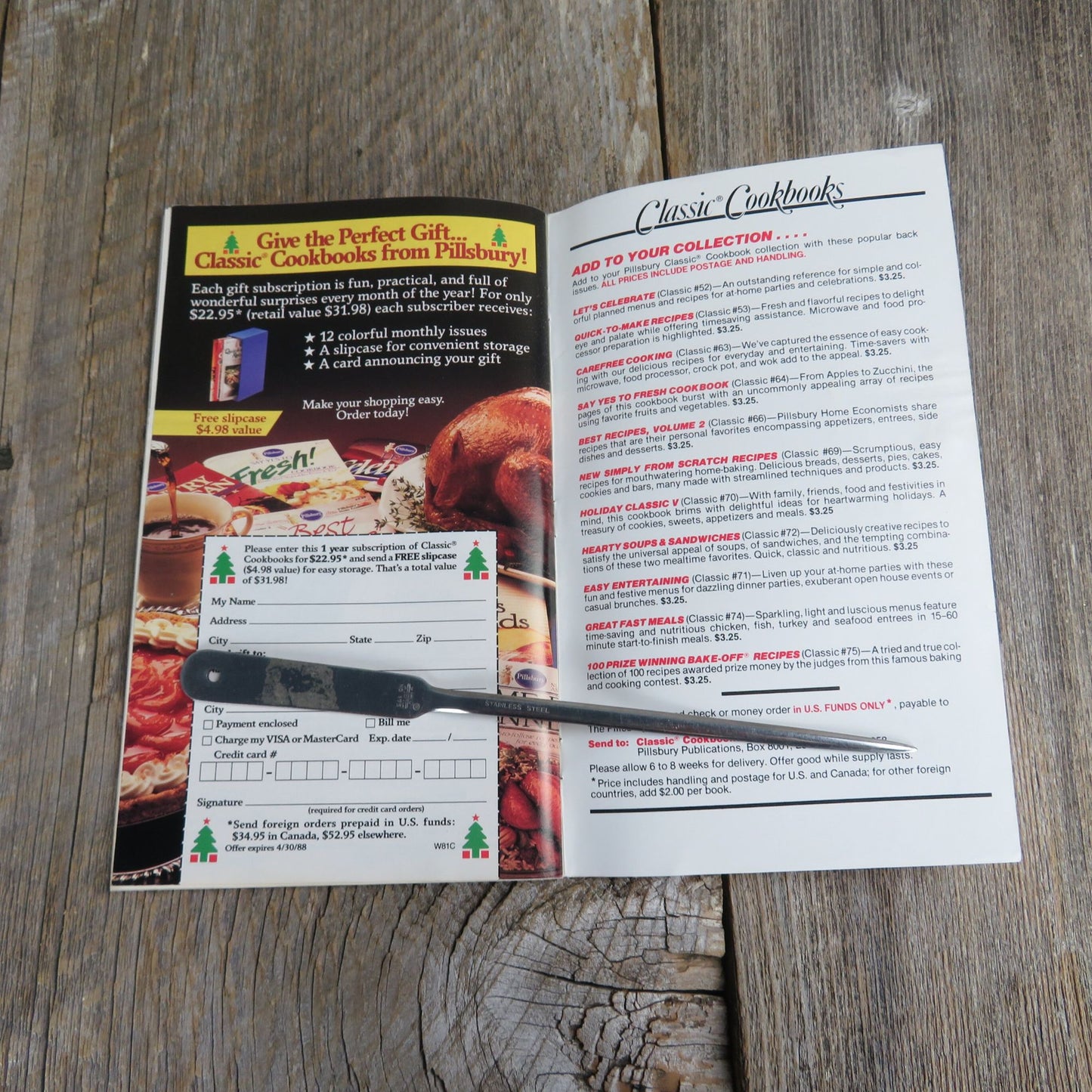 Bake It Easy Recipes Pamphlet Cookbook Pillsbury Classics 1987 Oven Meals Paperback Booklet Grocery Store