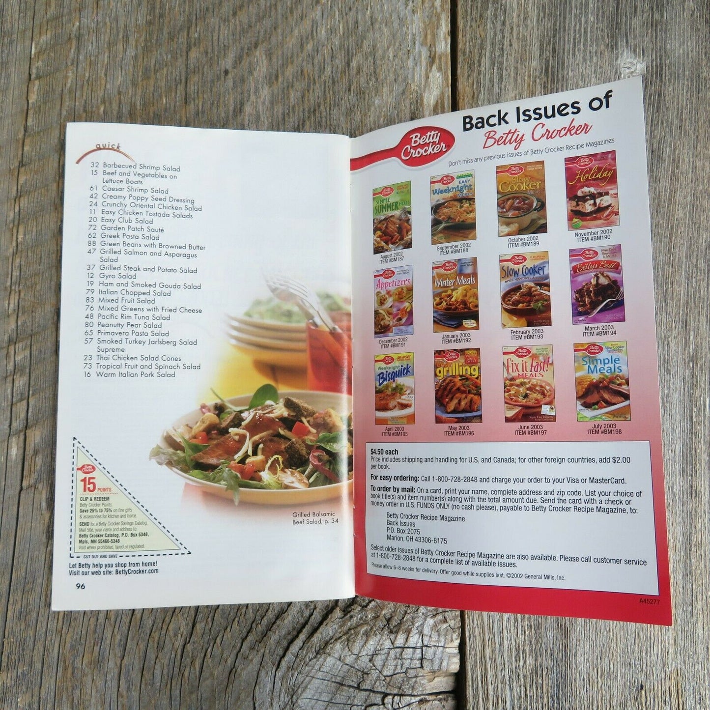 Betty Crocker Salads Cookbook Pamphlet Grocery Store Booklet August 2003 #199 - At Grandma's Table