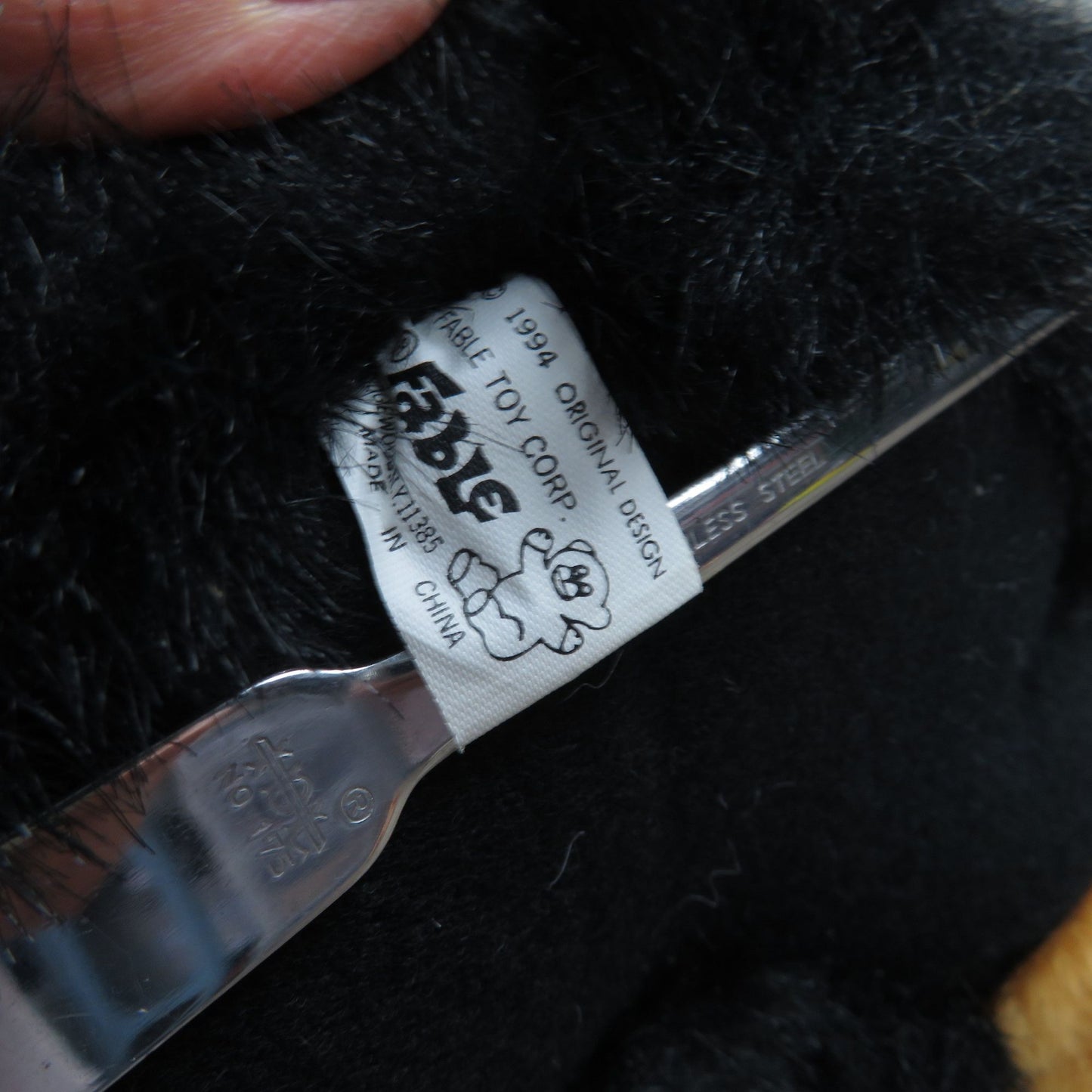 Vintage Black Gorilla Plush Brown Face Ape Soft Nose Fable Toys 1994 Stuffed Animal Monkey