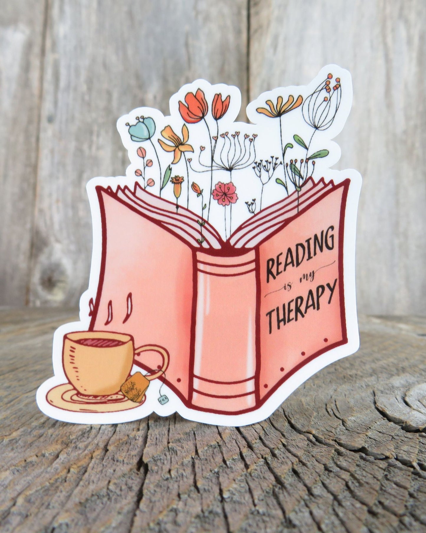 Reading is My Therapy Sticker Book Lovers Readers Gift Waterproof Laptop Sticker Anti-Stress