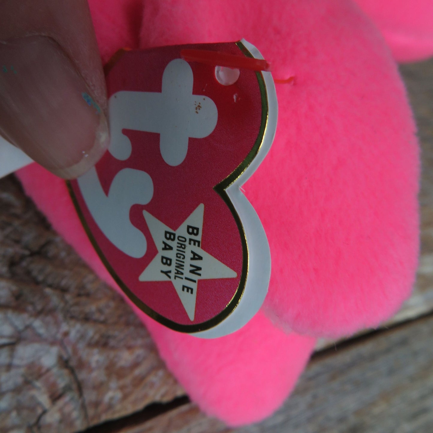 Flamingo Plush Pinky Bird Beanie Baby Bean Bag Pink Stuffed Animal 1995