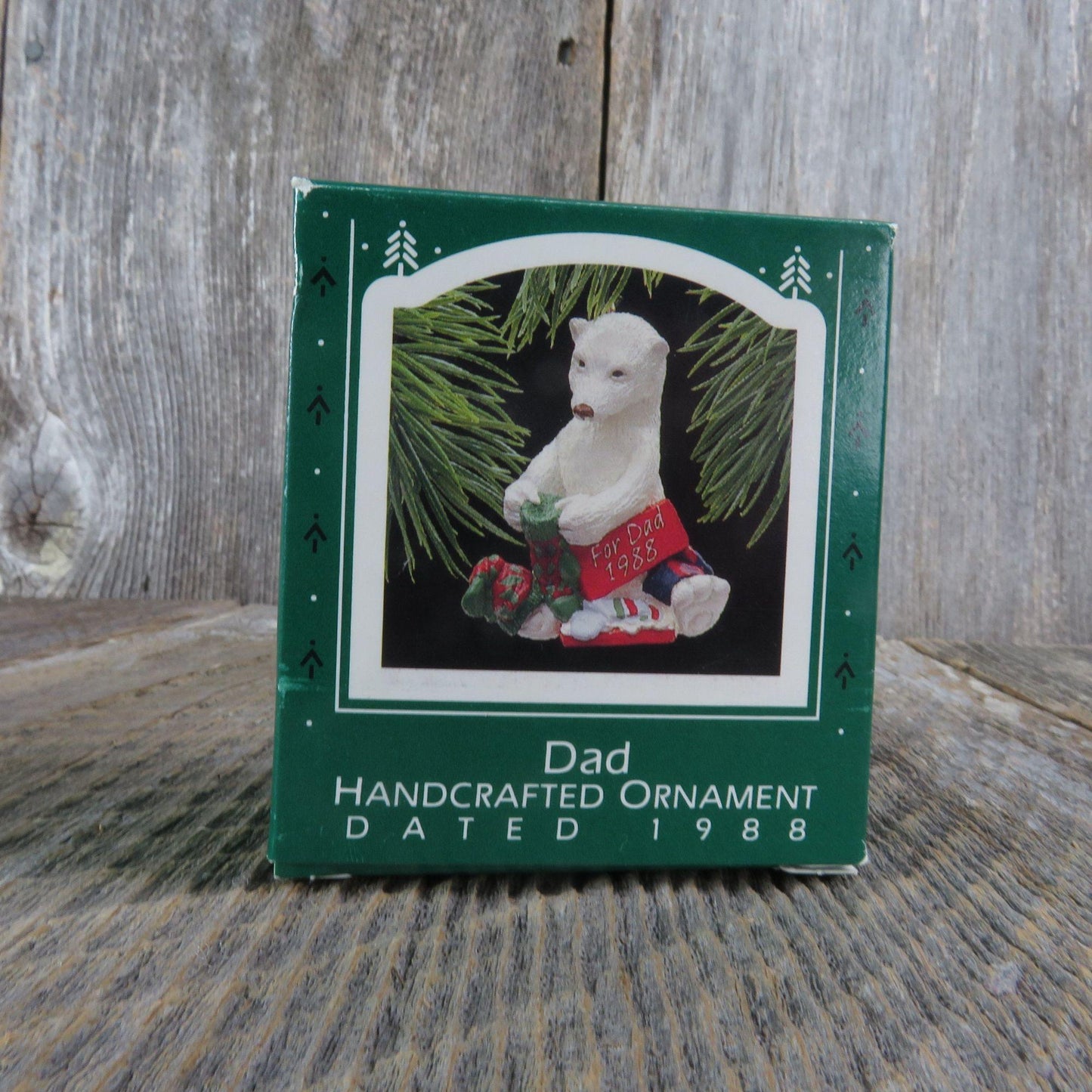 Vintage Polar Bear Opening Presents Ornament For Dad 1998 Hallmark