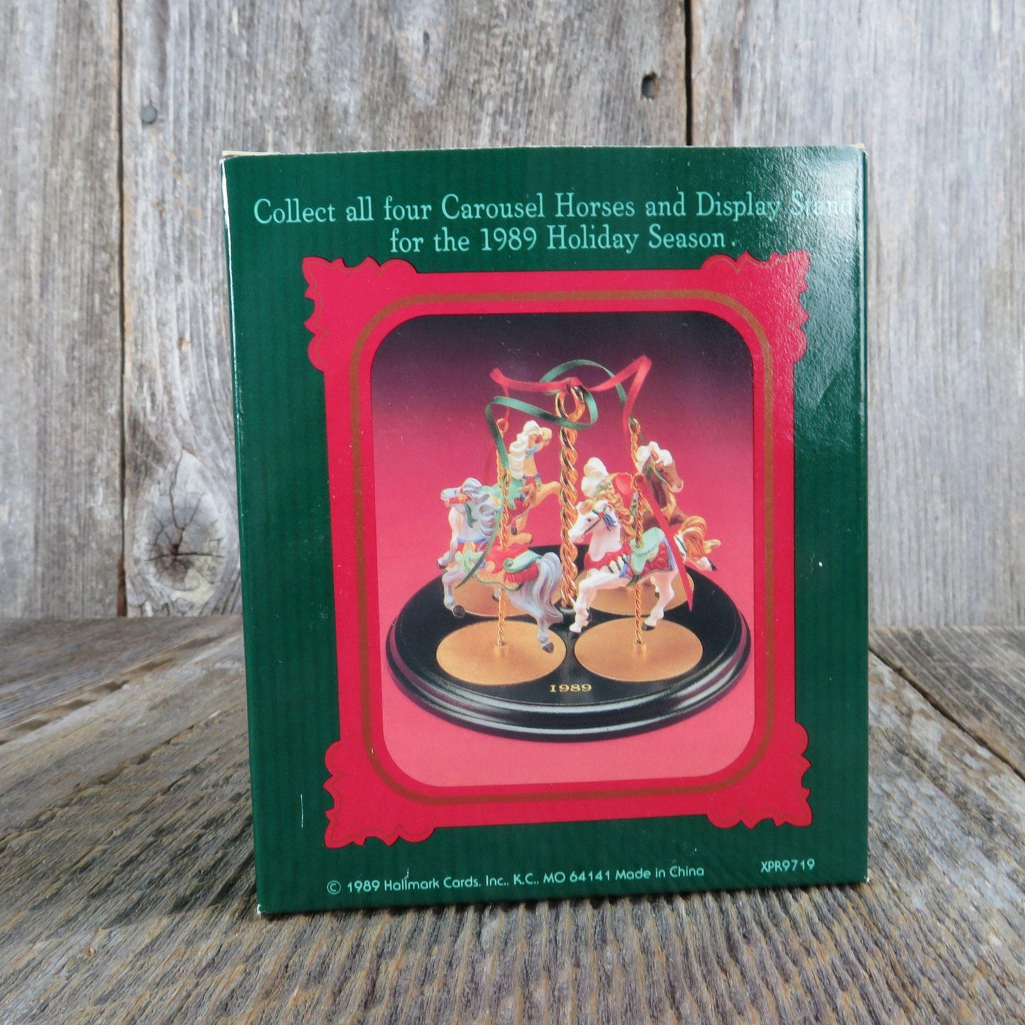 Vintage Snow Carousel Horse Ornament Hallmark White Pony 1989