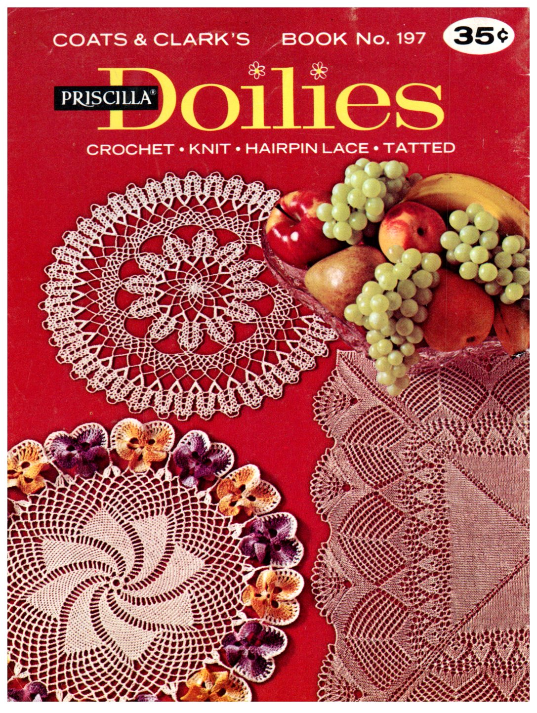 Vintage Crochet Doily Patterns Priscilla Doilies Knit Hairpin Lace Tatted Coats & Clark's Book No. 197 Downloadable PDF Instructions - At Grandma's Table