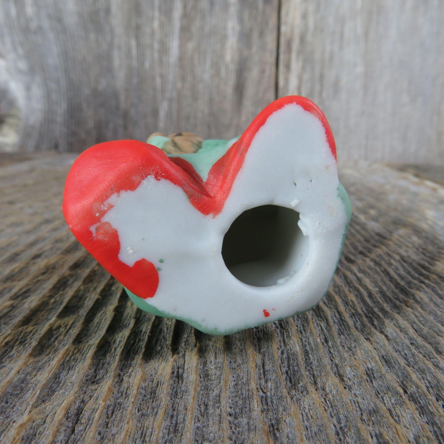 Vintage Bear In Pajamas Teddy and Candle Ornament Ceramic Porcelain Christmas