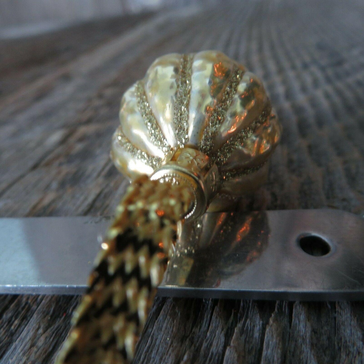 Acorn Glass Ornament Gold Bronze Glitter Czech Republic Nut