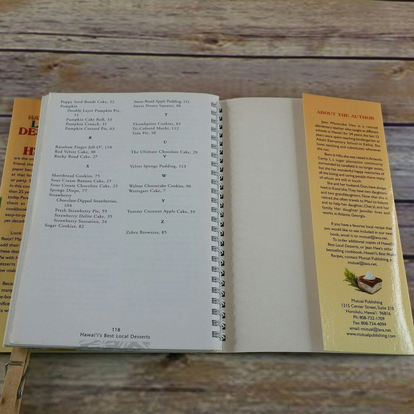 Vintage Hawaiian Cookbook Local Desserts Recipes 2001 Jean Watanabe Hee Spiral Bound Paperback