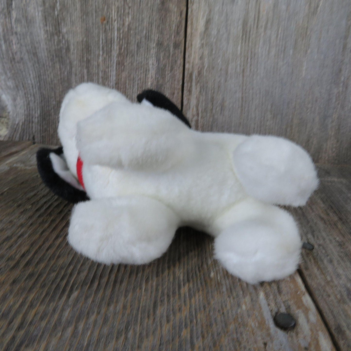 101 Dalmatian Dog Plush Lucky Red Collar Disney White Black Puppy Velvet Flocked Nose Stuffed Animal Vintage