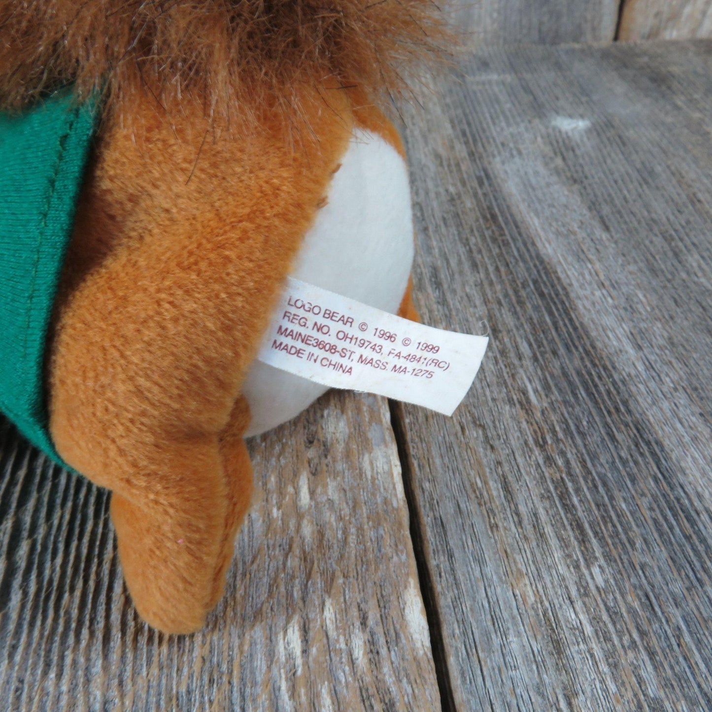 Vintage Scripps College Squirrel Plush Green Shirt Stuffed Animal Mascot Claremont California 1999 Logo Bear
