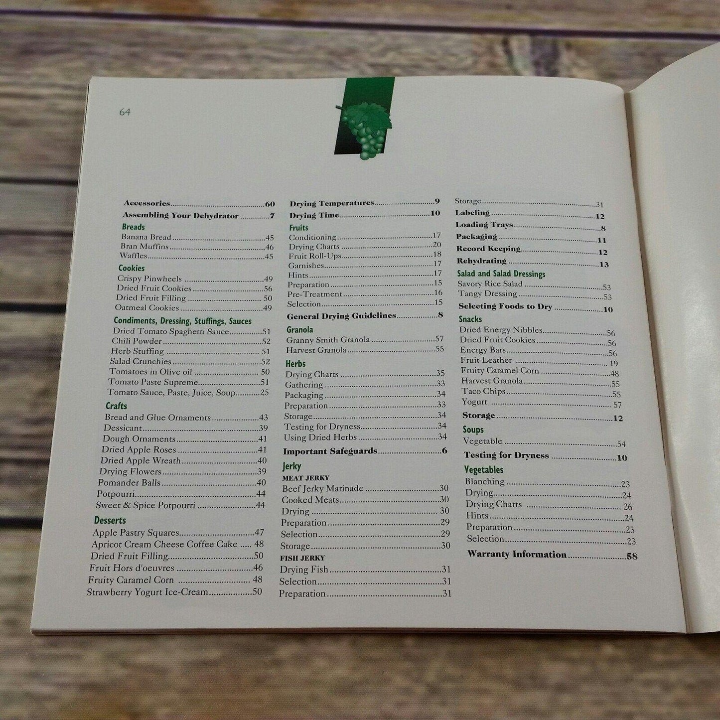 Vintage Cookbook American Harvest Dehydrators Owner's Manual Recipes Instruction 1993 Paperback Booklet