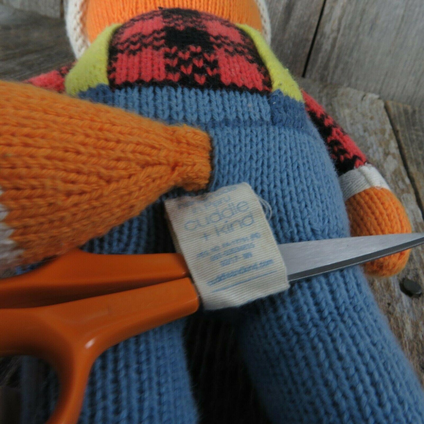 Fox Plush Doll Wyatt Hand Knit Cuddle and Kind Lumberjack Orange Peru Stuffed