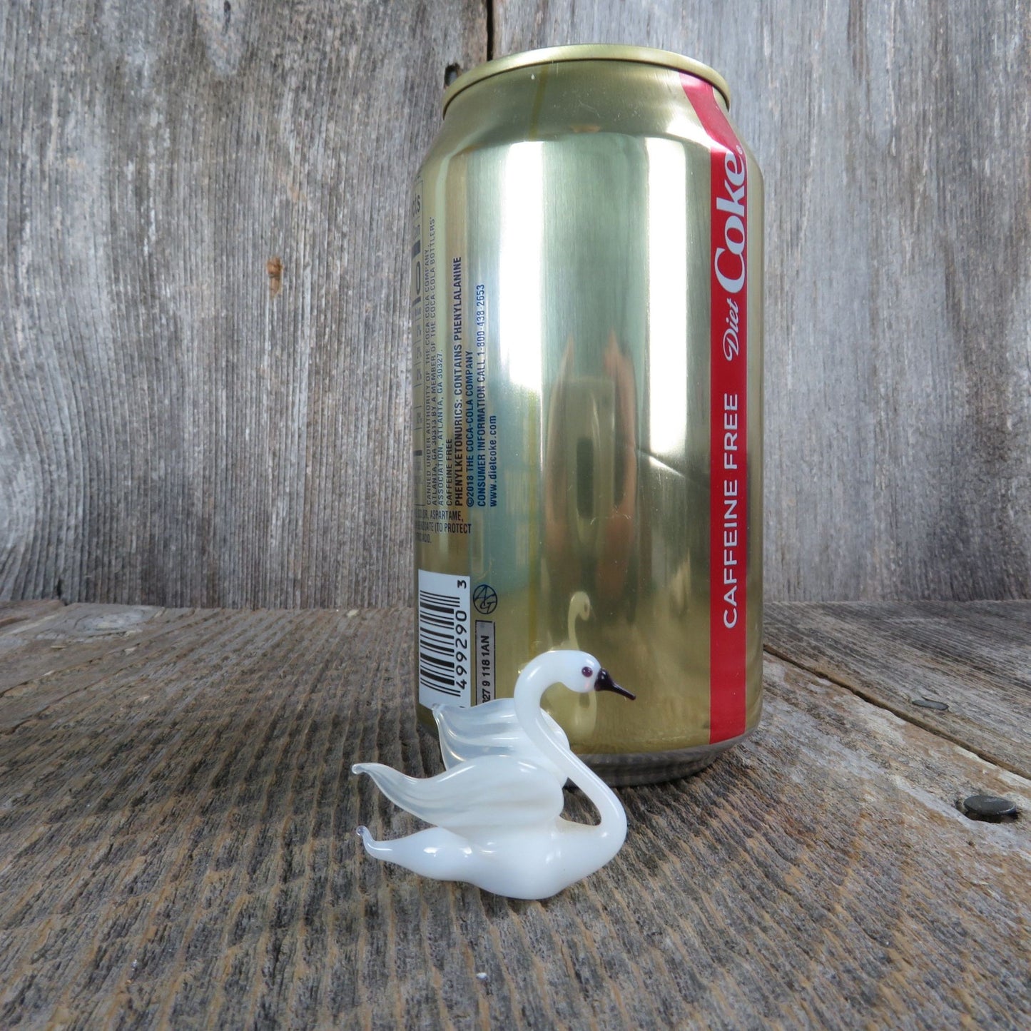 Glass Swan Bird Figurine Miniature White Figure Wings Spread Goose