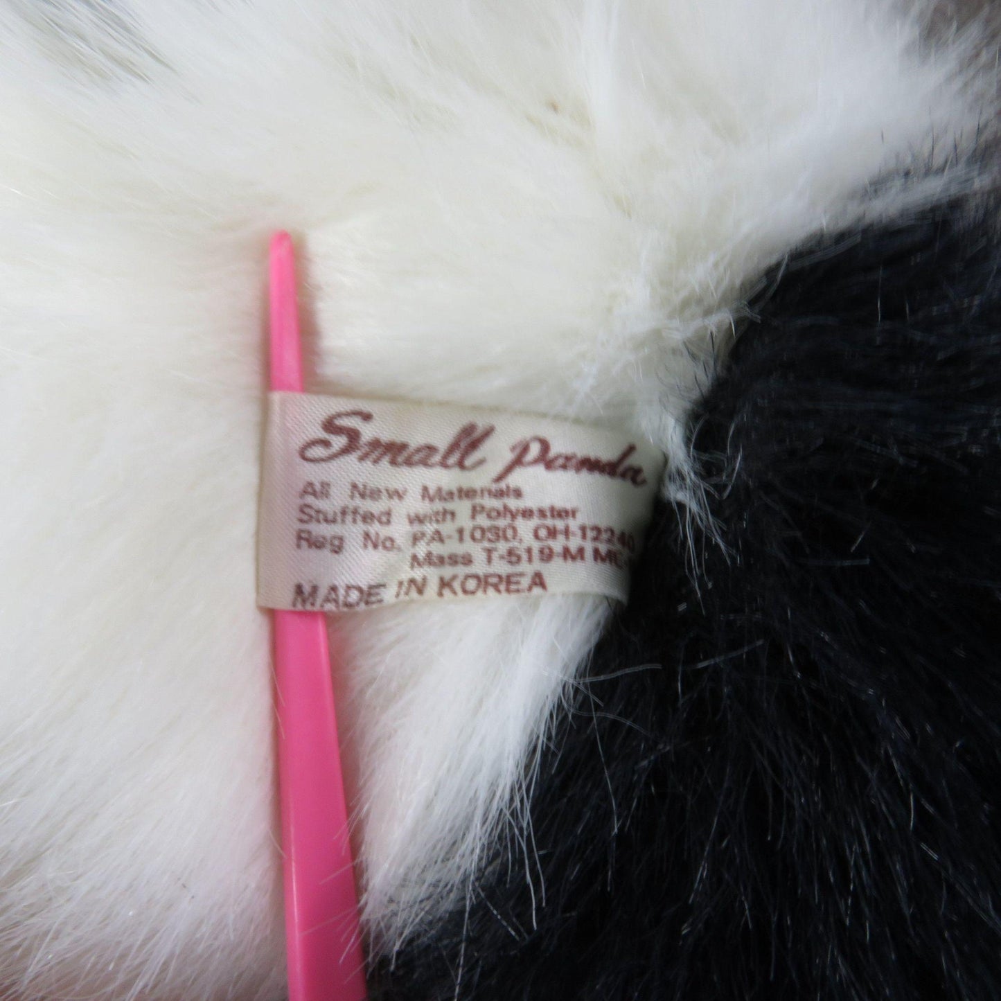 Vintage Panda Bear Plush Sitting Stuffed Animal White Black American Wego