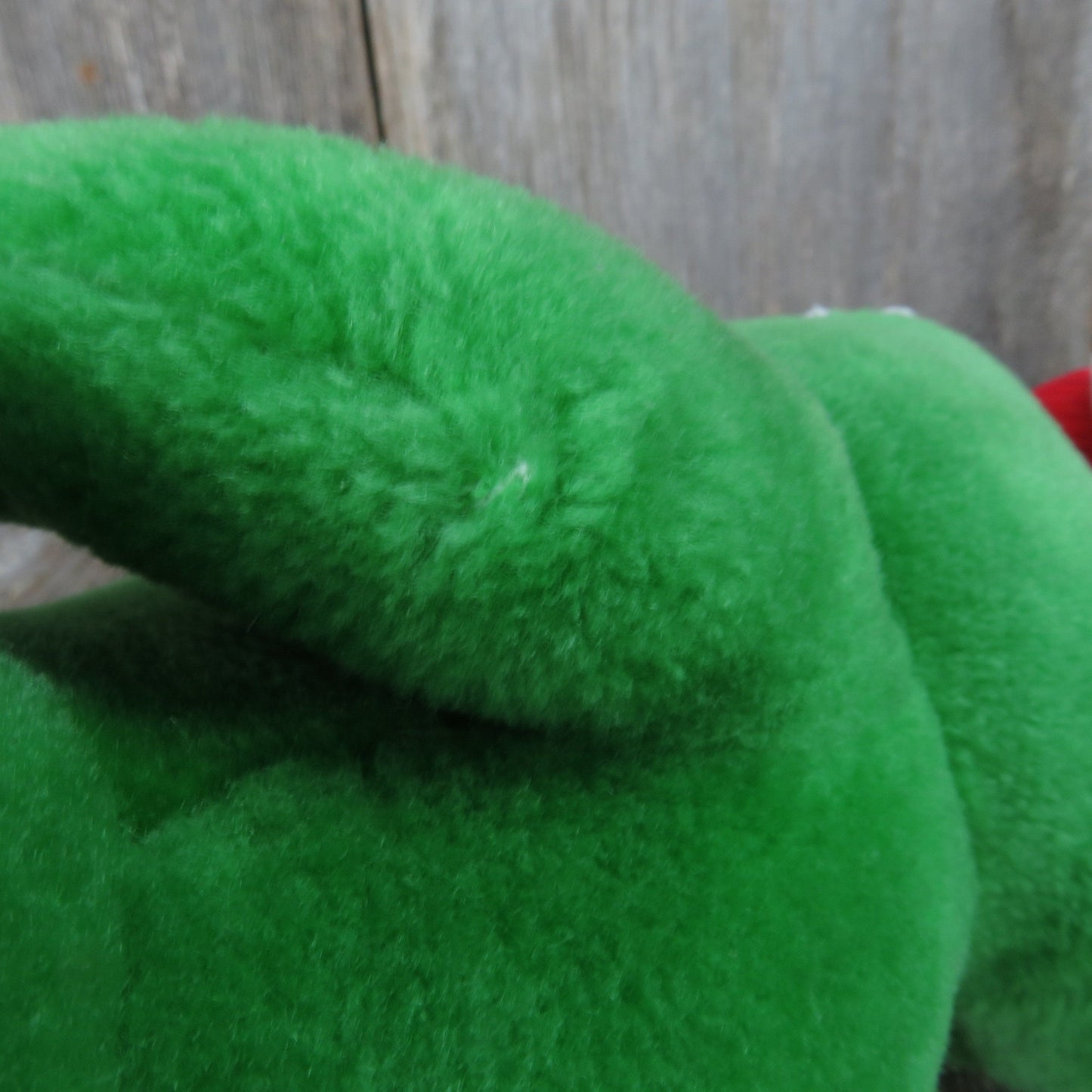 Vintage Tyrannosaurus Rex Dinosaur Plush Green Trudy Toys Red Mouth Teeth Stuffed Animal Glass Eyes
