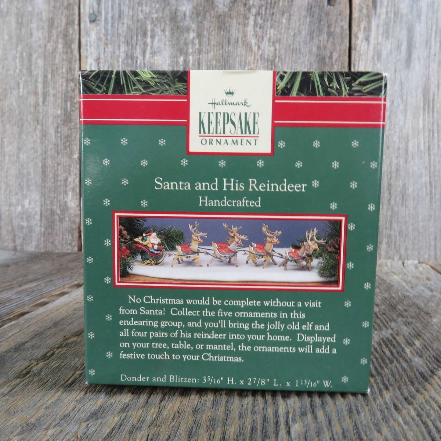 Vintage Donder and Blitzen Santa's Reindeer Ornament Sleigh Team Hallmark 1992 - At Grandma's Table