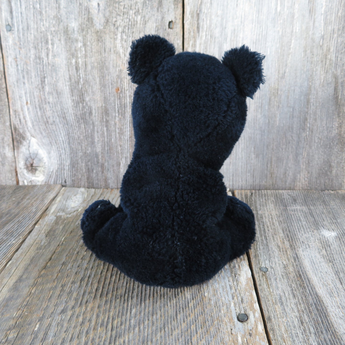 Vintage Teddy Bear Black Plush Dakin Baby Bearfoot 1976 Plush Stuffed Animal Nut Filled Bear Foot