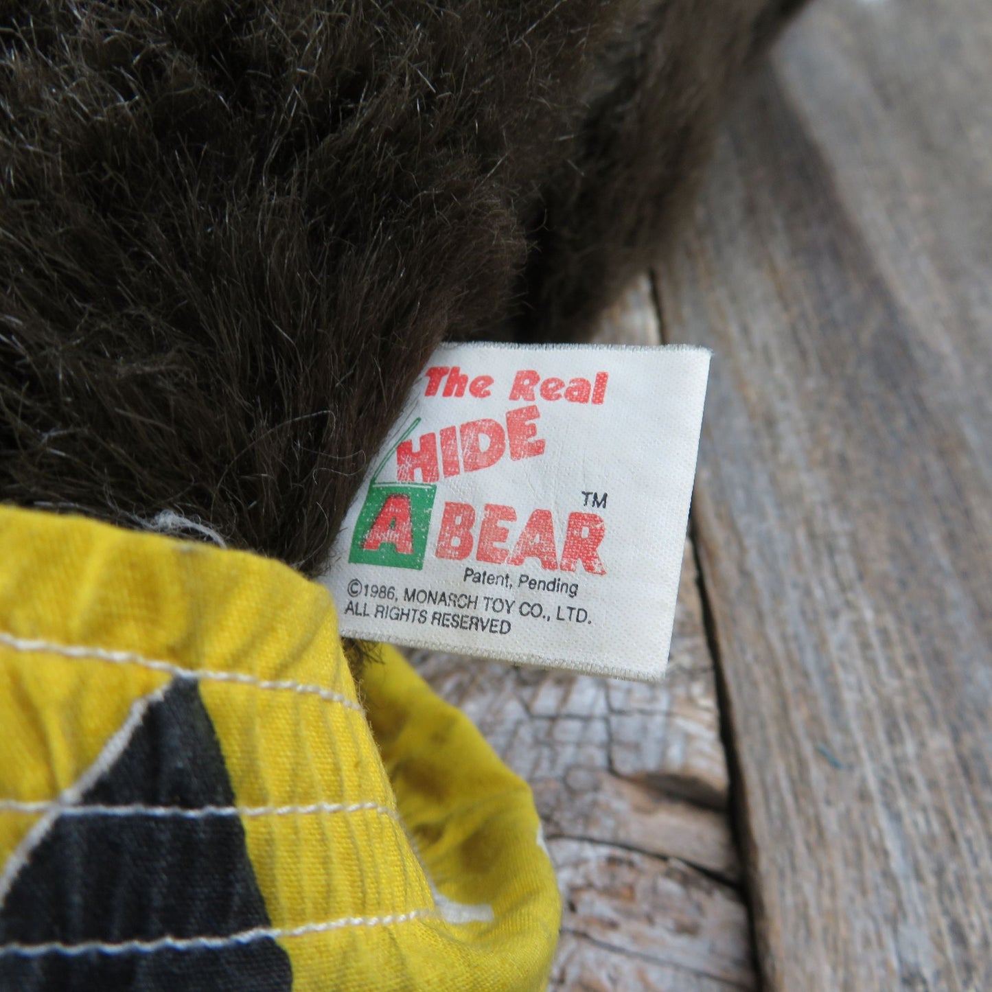 Vintage Brown Teddy Bear Plush The Real Hide A Bear 2 Faces Happy And Sad Monarch Toy Co 1986