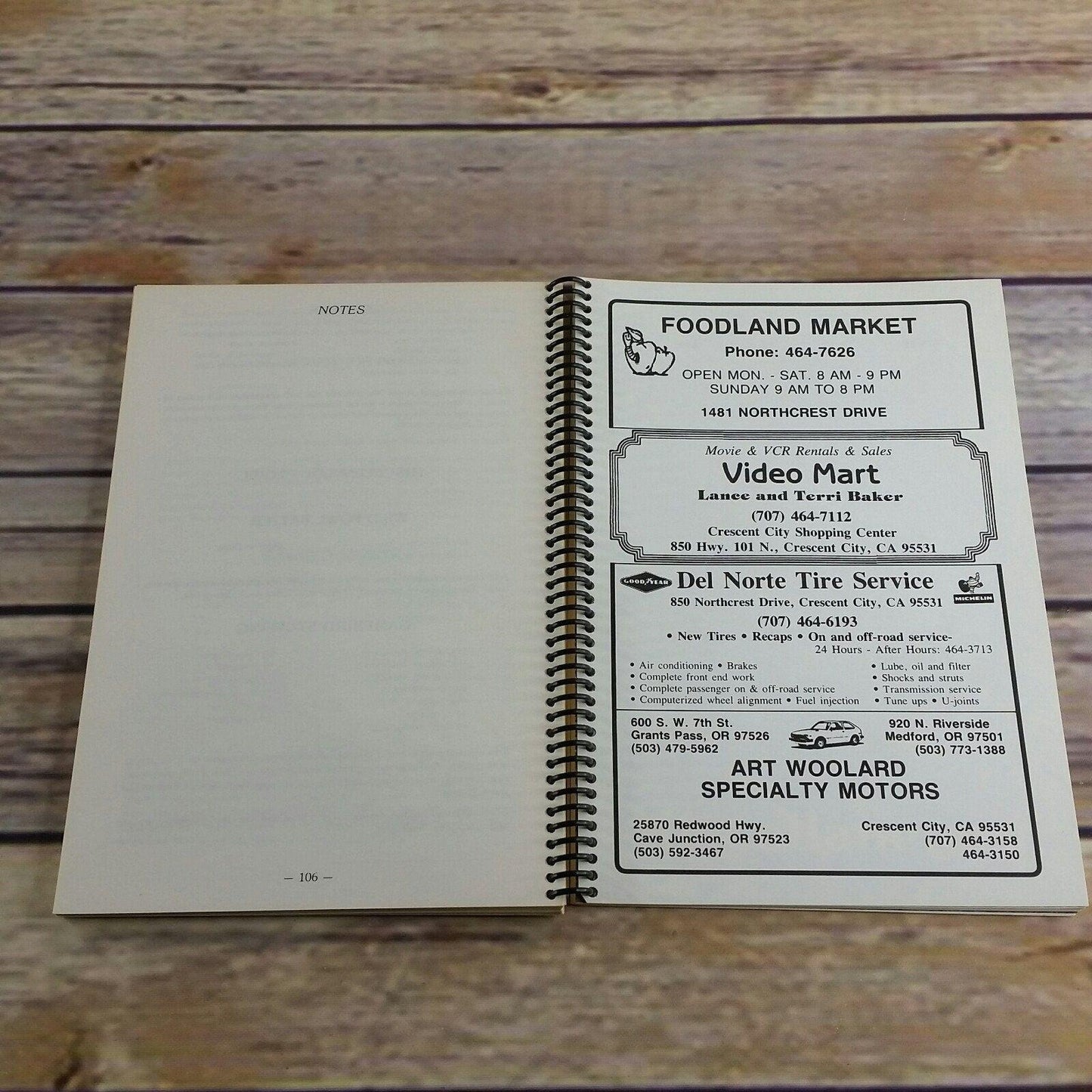 Vintage Cookbook Wild Game Cookbook II 1986 Fraternal Order of Eagles Crescent City Ca FOE Chapter 3754 Spiral Bound Local Ads