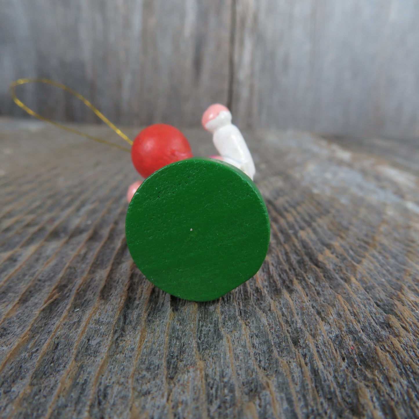 Vintage Sports Ball Player Wood Ornament Soccer Basketball Christmas Wooden Scene Figurine Village