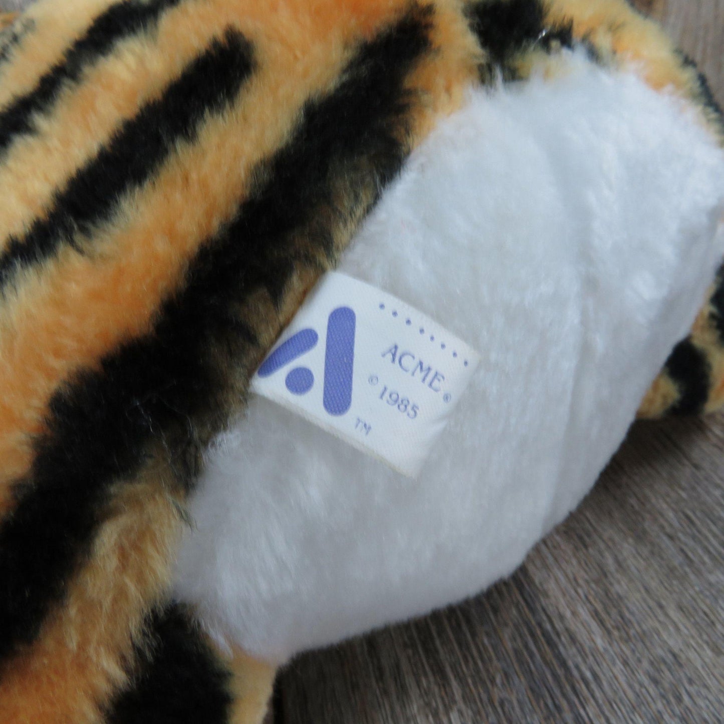 Vintage Tiger Plush Bow Tie Firm Body Stuffed Animal Acme 1985 Doll Novelty Korea Foam Filled Fair Prize