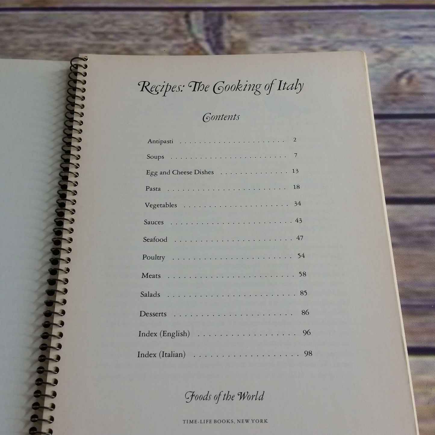 Vintage Cookbook Italian Cooking Recipes Time Life Books Foods of the World 1968 Spiral Bound The Cooking of Italy