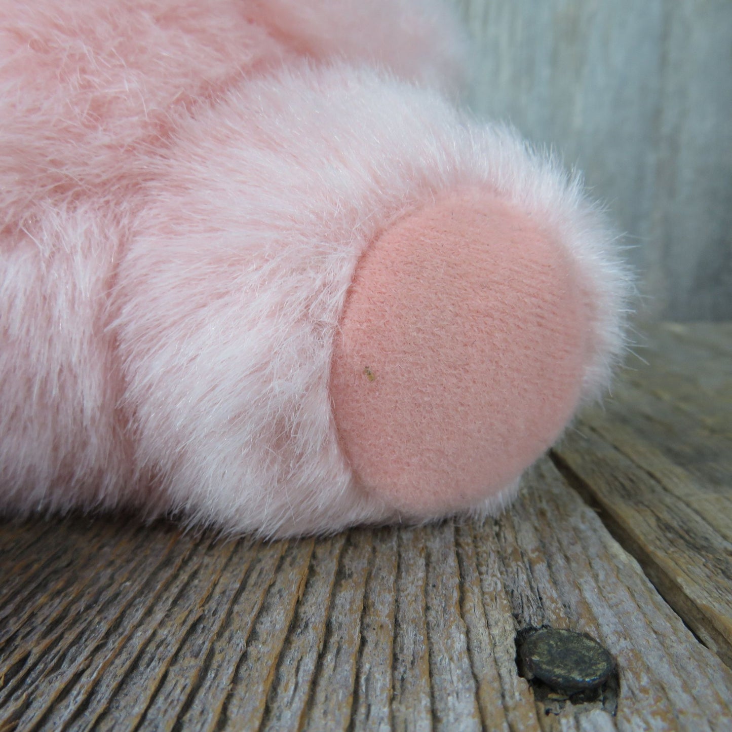 Pink Pig Plush Small Fluffy Bow Stuffed Animal Pink Vintage Hog