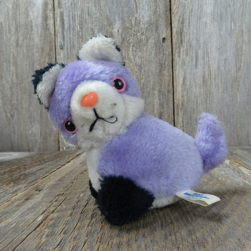 Purple Cat Plush Hard Pink Nose Stuffed Animal Kitten Dan Brechner Pink Eyes Black Feet and Ears