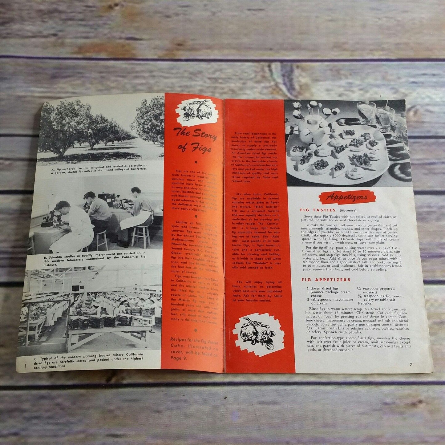 Vintage California Cookbook CA Dried Figs Recipes 1940s 1947 California Fig Institute Paperback Promo Booklet Pamphlet