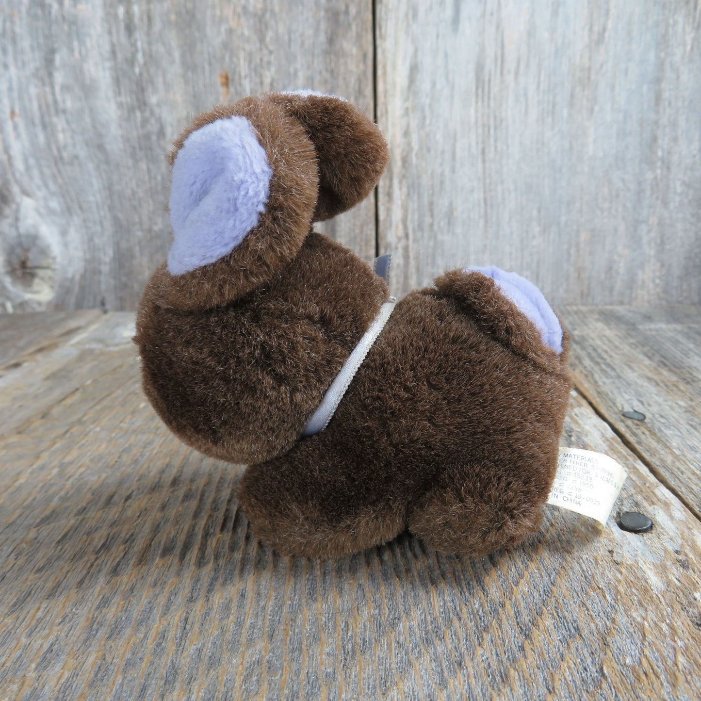 Brown Mini Bunny Plush Purple Ears Rabbit Flocked Nose Fine Toys Easter Stuffed Animal
