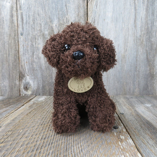 Curly Brown Dog Plush Soft Toy Love Pet Puppy Stuffed Animal Tag Plastic Nose