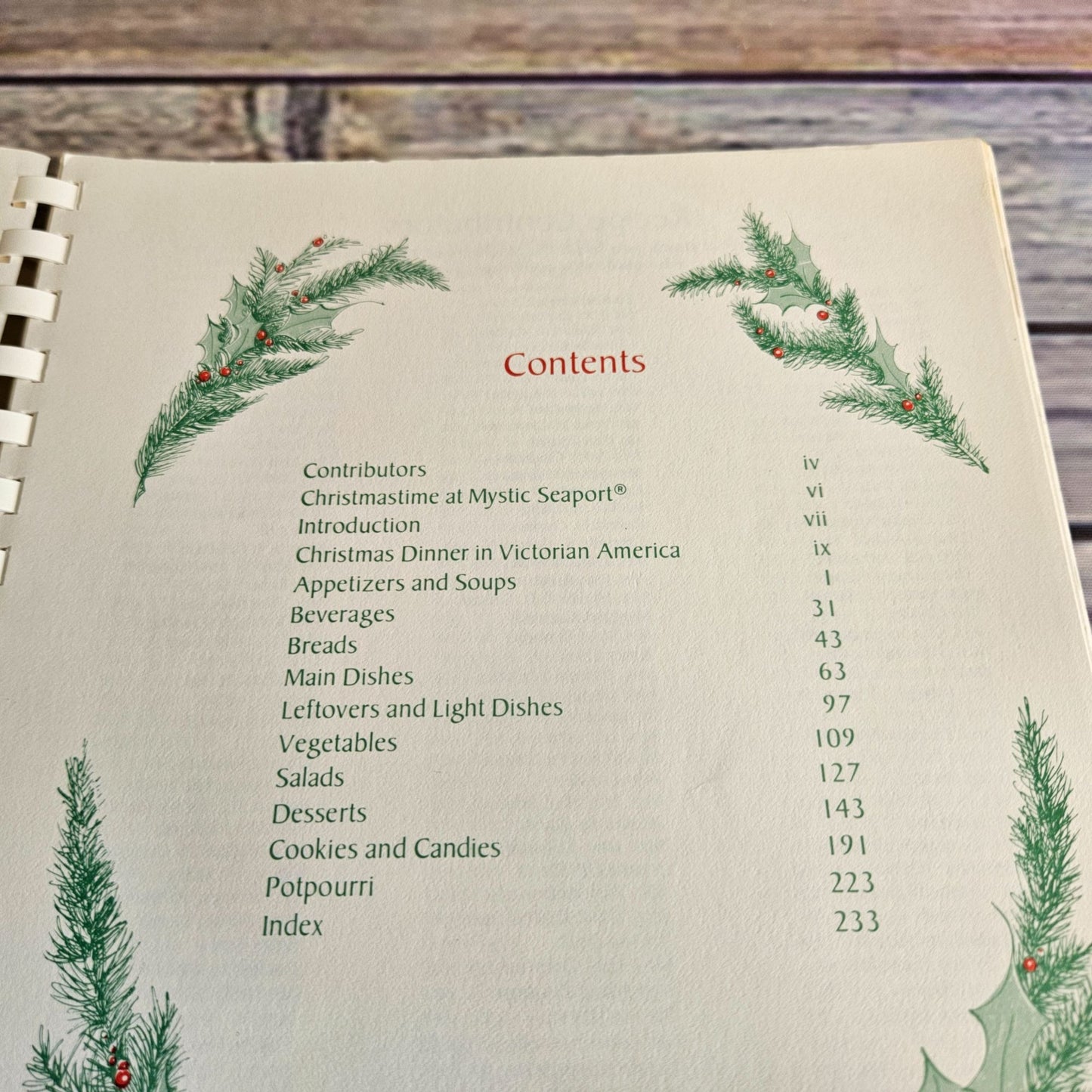 Vintage Christmas Cookbook Christmas Dinner Recipes 1990 Mystic Seaport Museum Members Spiral Bound Paperback Conneticut
