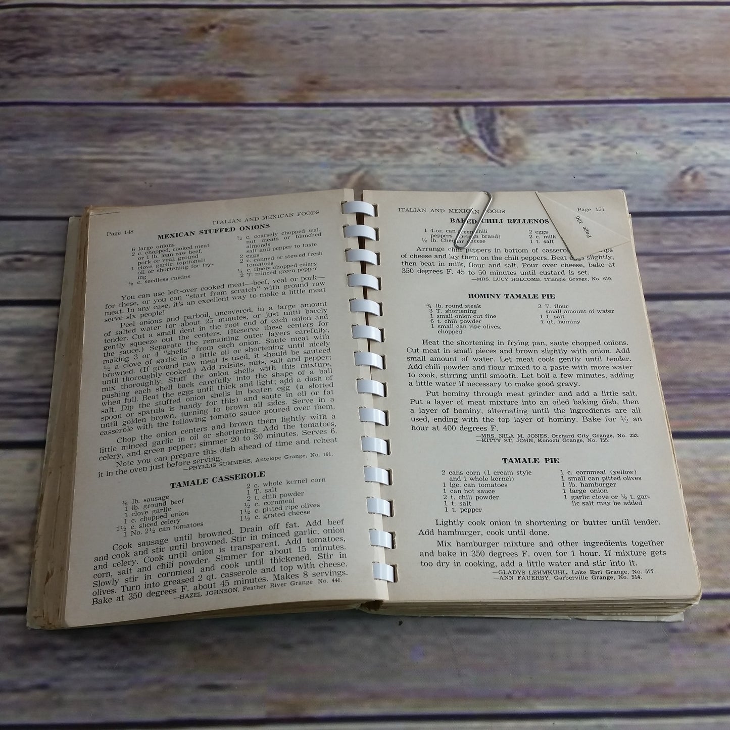 Vintage California Cookbook State Grange Recipes Our Favorite Grange Recipe 1963 Spiral Bound Paperback