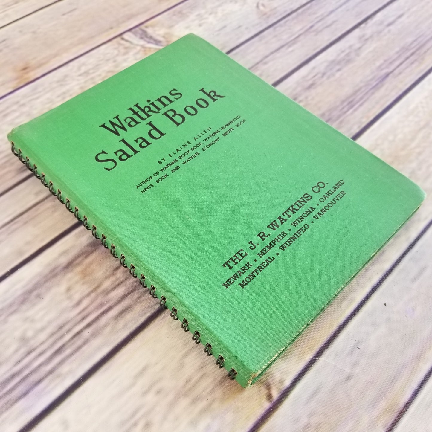 Vintage Watkins Salad Cookbook 1946 Recipes Spiral Bound JR Watkins Elaine Allen Green