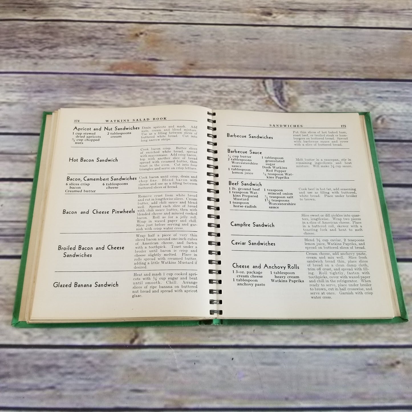 Vintage Watkins Salad Cookbook 1946 Recipes Spiral Bound JR Watkins Elaine Allen Green