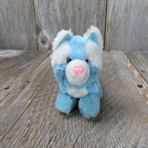 Blue White Cat Plush Hard Pink Nose Stuffed Animal Ace Novelty Small Blue Eyed Kitten